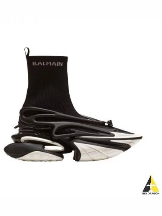 Unicorn Knit High Top Sneakers Black White BM0VH343 KNKT - BALMAIN - BALAAN 1