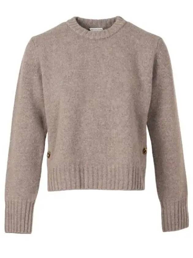 Metal Note Button Wool Knit Top Grey - BOTTEGA VENETA - BALAAN 2