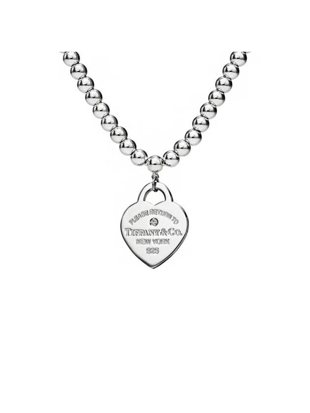 Heart Tag Bead Diamond Necklace Silver - TIFFANY & CO. - BALAAN 1