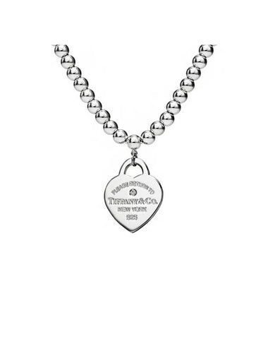 Heart Tag Bead Diamond Necklace Silver - TIFFANY & CO. - BALAAN 1