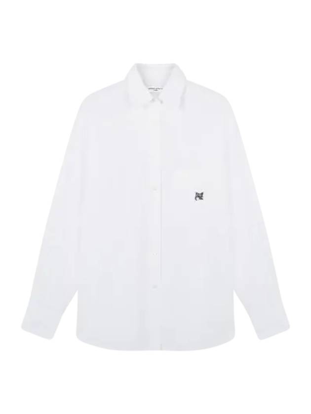 Chest Pocket Foxhead Patch Cotton Poplin Casual Shirt White - MAISON KITSUNE - BALAAN 3