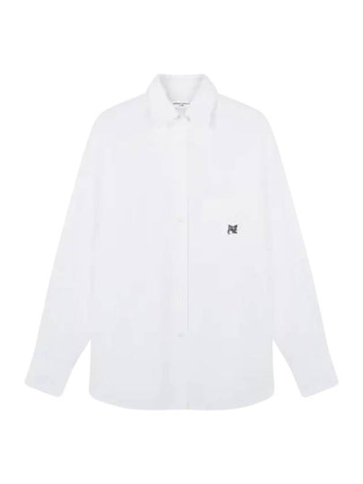 Chest Pocket Foxhead Patch Cotton Poplin Casual Shirt White - MAISON KITSUNE - BALAAN 2