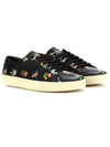 Flower Print Low Top Sneakers Black - SAINT LAURENT - BALAAN 3