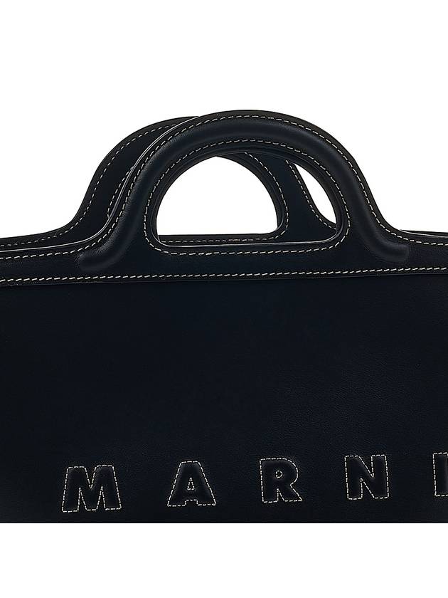 Tropicalia Small Leather Tote Bag Black - MARNI - BALAAN 8