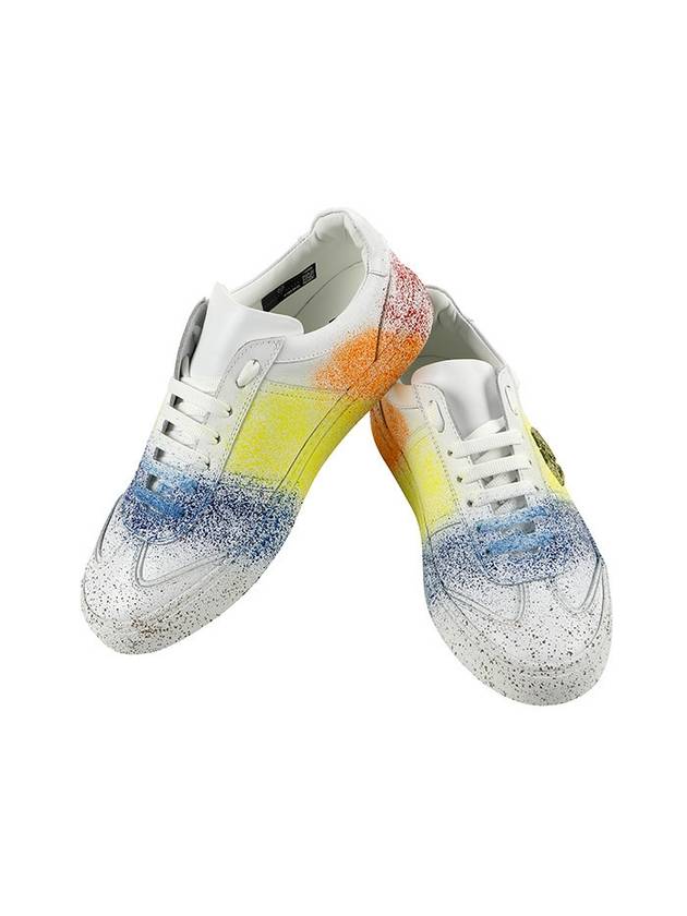 Metal Logo Painted Leather Low Top Sneakers White - PHILIPP PLEIN - BALAAN 2