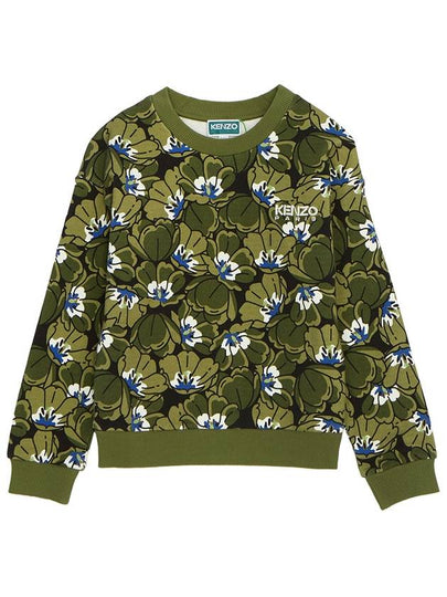 Kids Floral Print Sweatshirt Khaki - KENZO - BALAAN 2