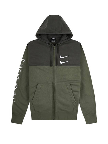 NSW Double Swoosh Zip Up Hoodie Green - NIKE - BALAAN 1