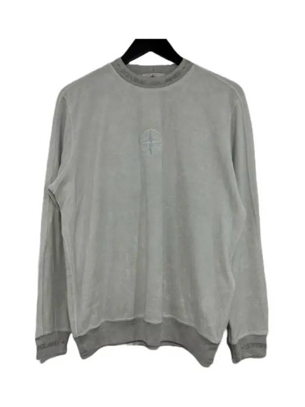Men's Embroidered Logo Terry Fleece Sweatshirt Light Grey - STONE ISLAND - BALAAN 2