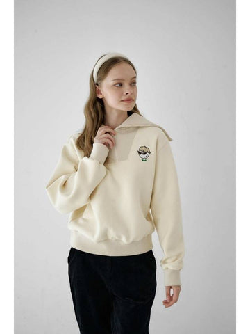 Swag Ball Sailor Collar Brushed Sweatshirt Cream - GOXO - BALAAN 1