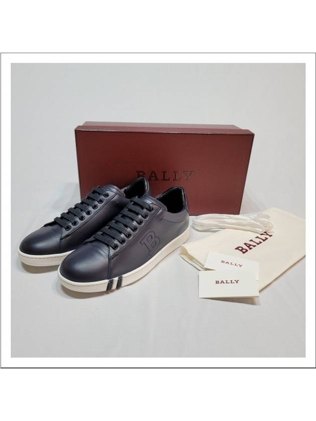 Asher Logo Leather Low Top Sneakers Navy - BALLY - BALAAN 6