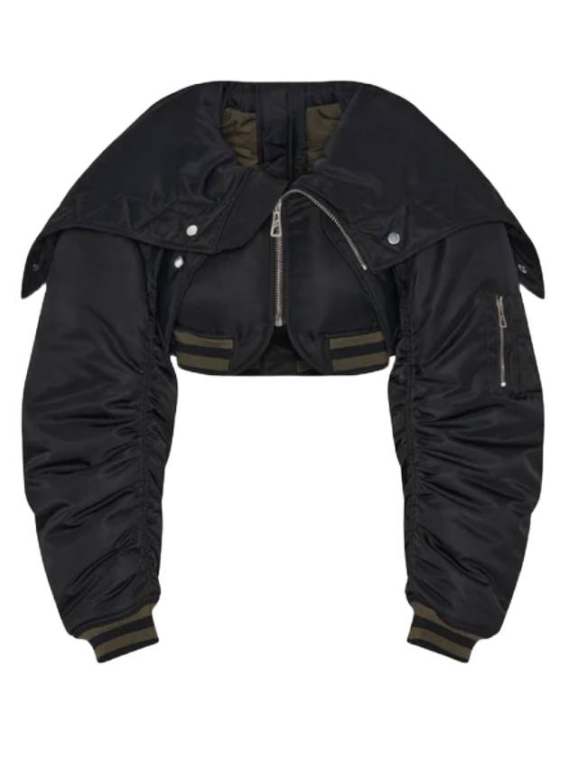 The Quilted Cropped Bomber Jacket Black - JEAN PAUL GAULTIER - BALAAN 1