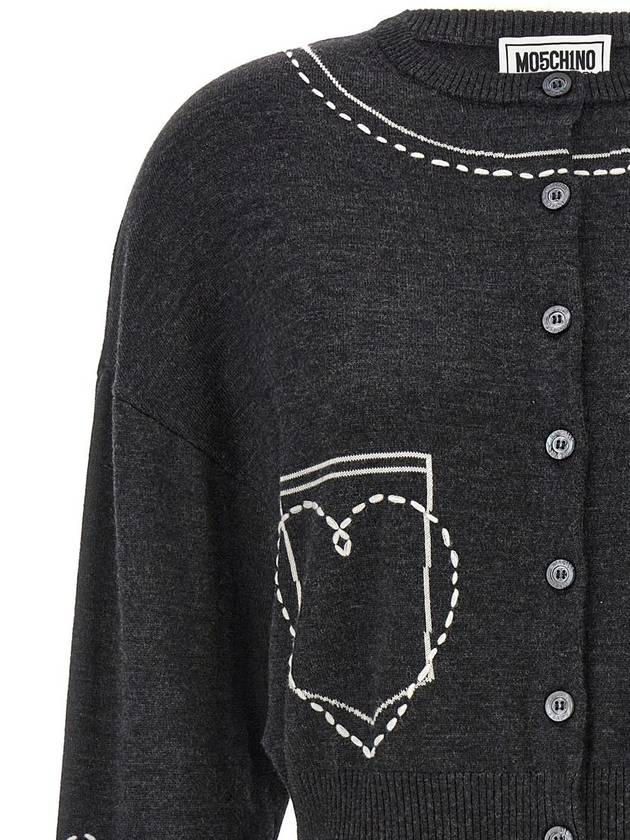 Moschino Jeans Contrast Embroidery Cardigan - MOSCHINO - BALAAN 3