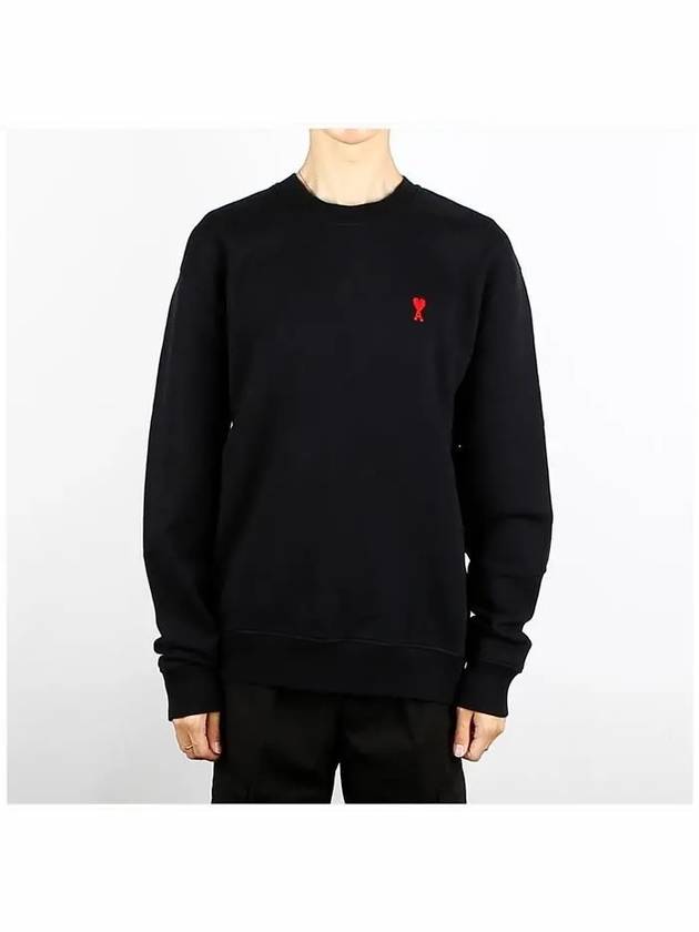 Small Heart Logo Sweatshirt Black - AMI - BALAAN 3