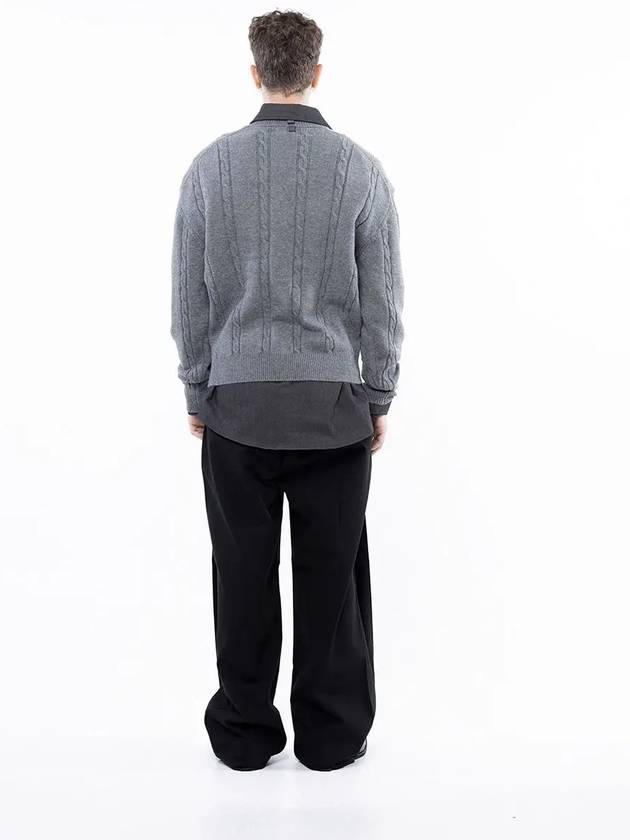 Men s M243TP07GR Dense Cable V neck Knit Gray - CHANCE'S NOI - BALAAN 6