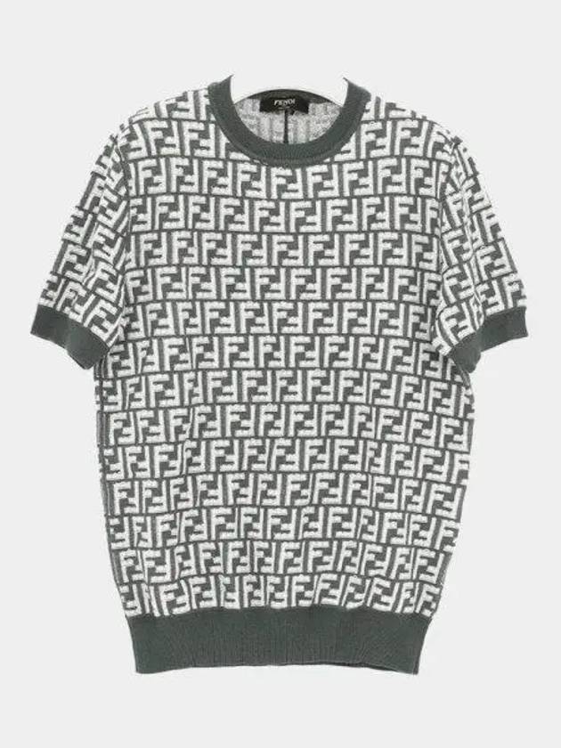 FF Motif Knitted Wool Short Sleeve T-shirt Green White - FENDI - BALAAN 2