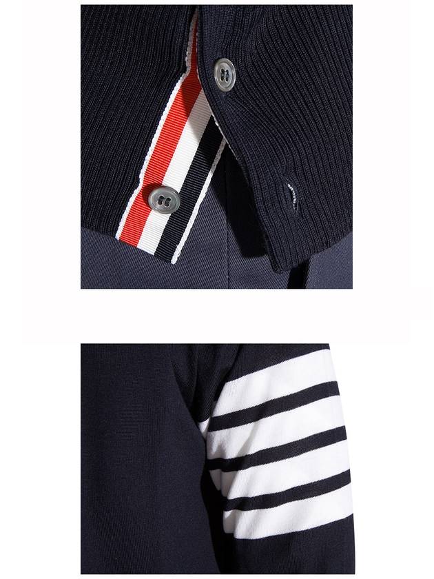 Men's Sustainable Classic Diagonal Wool Cardigan Navy - THOM BROWNE - BALAAN 8