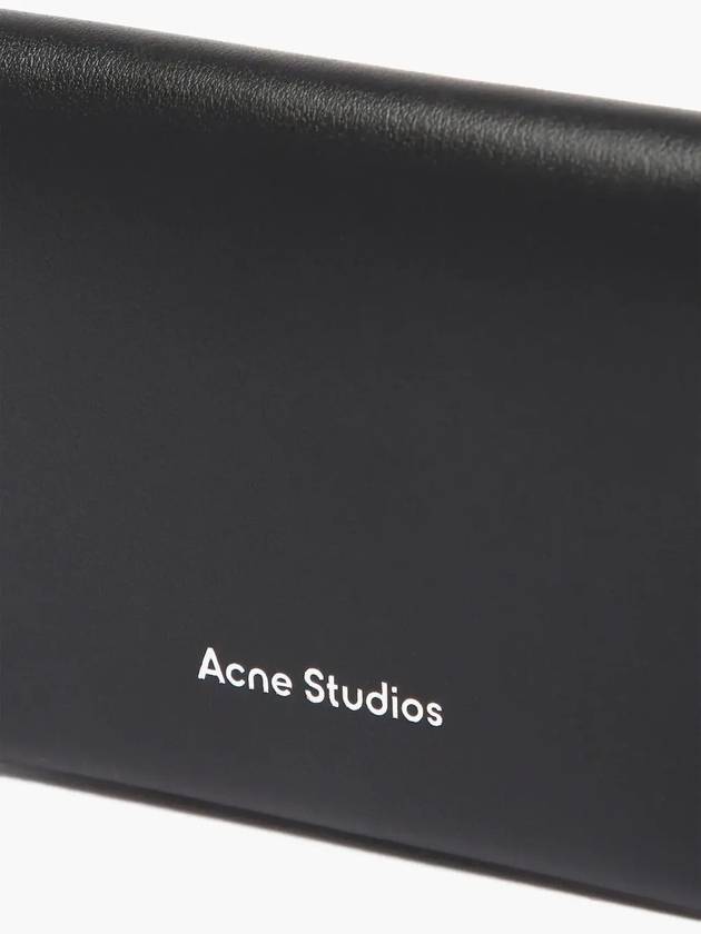 Silver Logo Print Leather Bifold Card Holder Wallet Black - ACNE STUDIOS - BALAAN 2