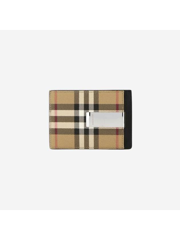 Check Logo Engraved Card Wallet Beige Black - BURBERRY - BALAAN 3