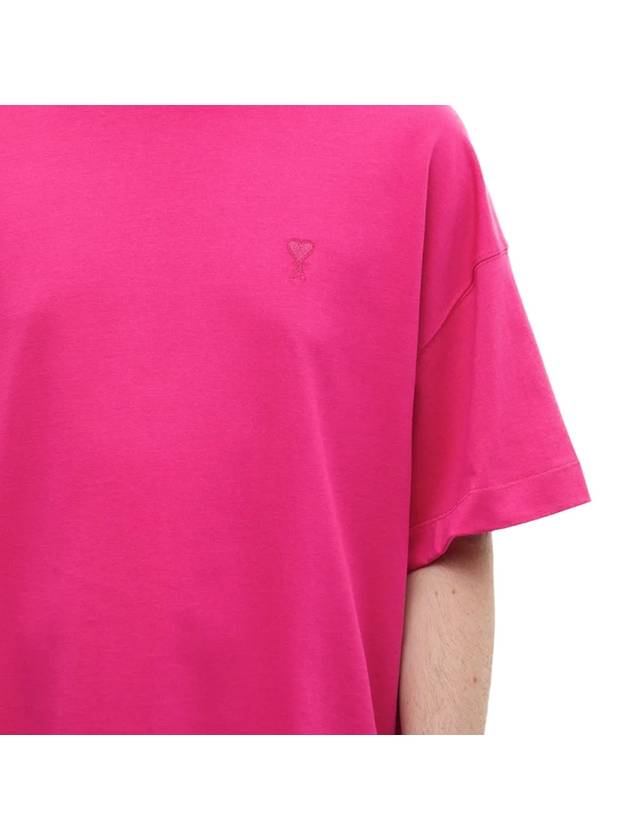 Logo Short Sleeve T-Shirt Fuchsia - AMI - BALAAN 6