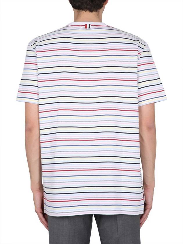 Men's Striped Midweight Jersey Short Sleeve T-Shirt White - THOM BROWNE - BALAAN 8