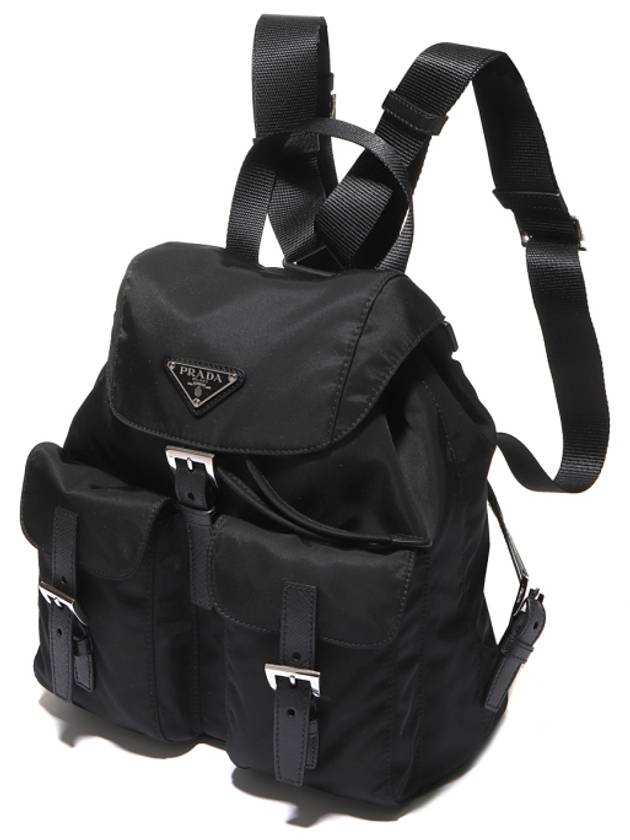 Triangle Logo Re Nylon Small Backpack Black - PRADA - BALAAN 4