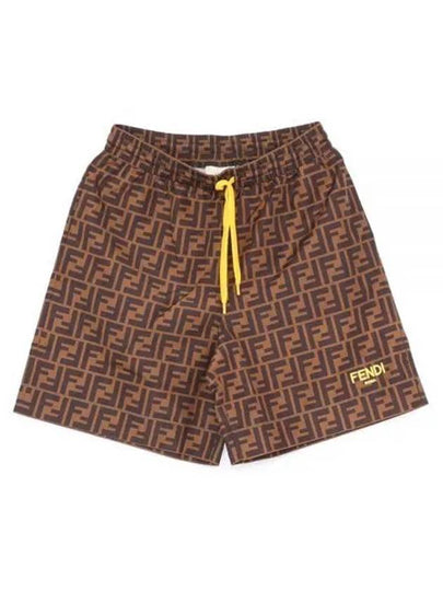 FF Logo All-Over Swim Shorts Brown - FENDI - BALAAN 2