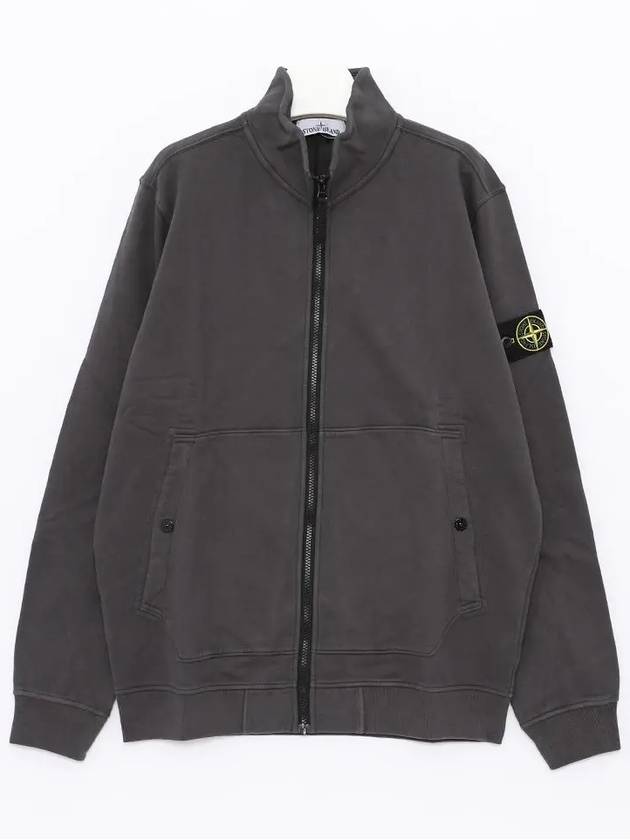 Men's Wappen Patch Cotton Zip Up Jacket Grey - STONE ISLAND - BALAAN 4