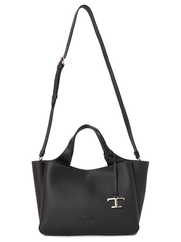 T Timeless Leather Small Tote Bag Black - TOD'S - BALAAN 7