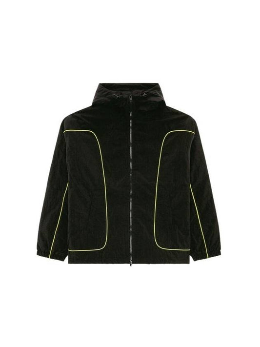 Padded Hooded Jacket Wrinkle Nylon Black - DIESEL - BALAAN 1