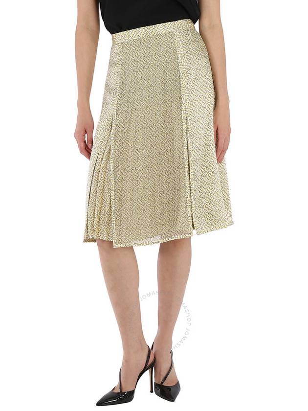 Women's Monogram Print Silk Midi Skirt - BURBERRY - BALAAN 2