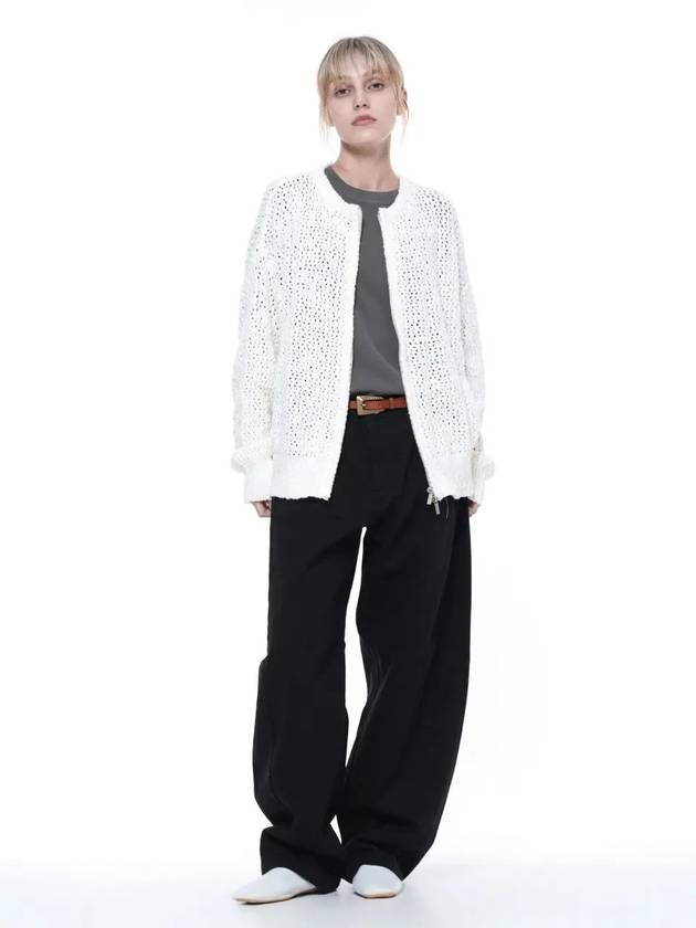 Punching knit zip up cardigan white - CHANCE'S NOI - BALAAN 7