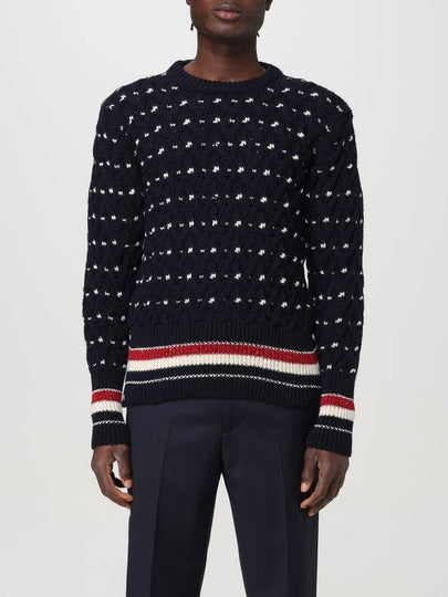 Wool Mohair Long Sleeve Knit Top Navy - THOM BROWNE - BALAAN 2