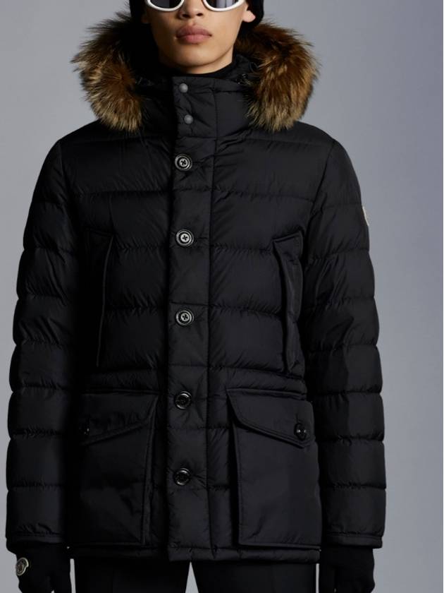 Men's Cluny Hooded Fur Short Padding Black - MONCLER - BALAAN 4