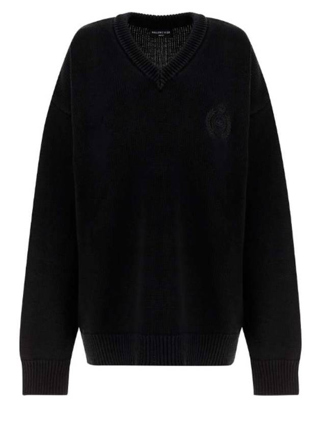 Men's Back Logo V-Neck Knit Top Black - BALENCIAGA - BALAAN 2