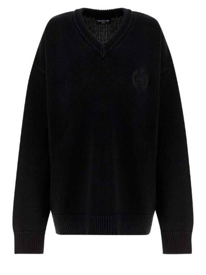 Men's Back Logo V-Neck Knit Top Black - BALENCIAGA - BALAAN 2