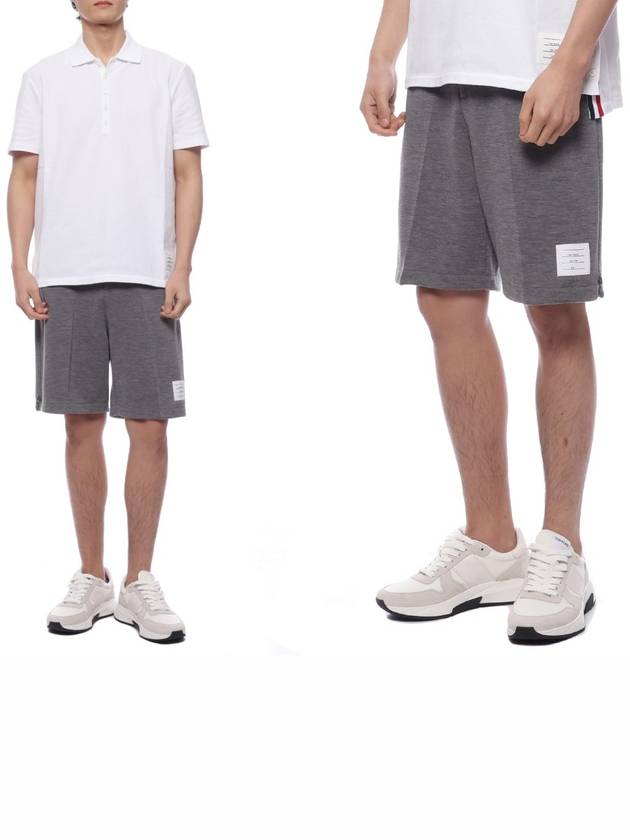 Logo Patch Midi Shorts Grey - THOM BROWNE - BALAAN 2