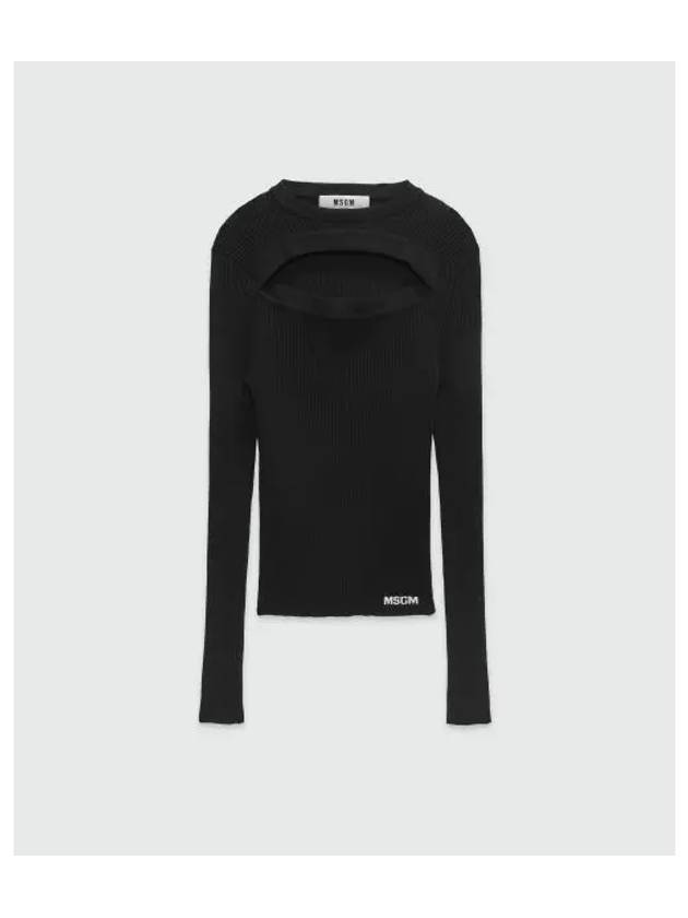 Ribbed Viscose Shirt Knit Top Black - MSGM - BALAAN 2