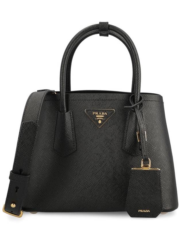 Double Saffiano Leather Mini Bag Black - PRADA - BALAAN 2