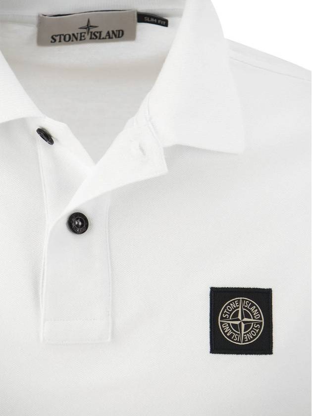 Pique Stretch Cotton Short Sleeve Polo Shirt White - STONE ISLAND - BALAAN 5