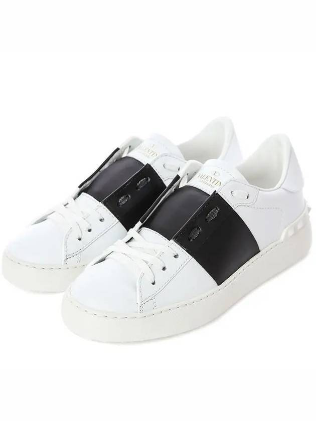 Hidden Strap Rockstud Low Top Sneakers White Black - VALENTINO - BALAAN 2