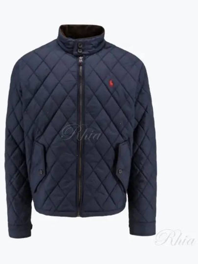 Diamond Quilted Zip Up Jacket Navy - POLO RALPH LAUREN - BALAAN 2