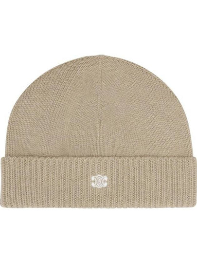 Triomphe Logo Beanie Beige - CELINE - BALAAN 2