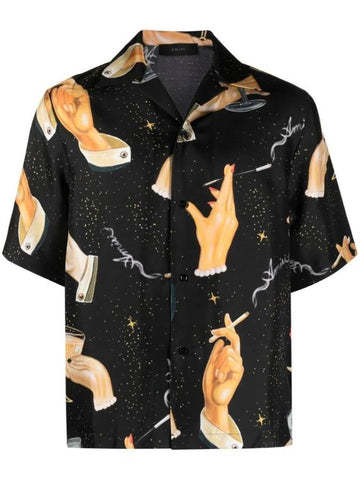 Champagne graphic print silk shirt PS24MSS010 - AMIRI - BALAAN 1