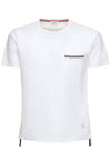 Men's Medium Weight Jersey Tipped Pocket Crewneck Short Sleeve T-Shirt White - THOM BROWNE - BALAAN 2