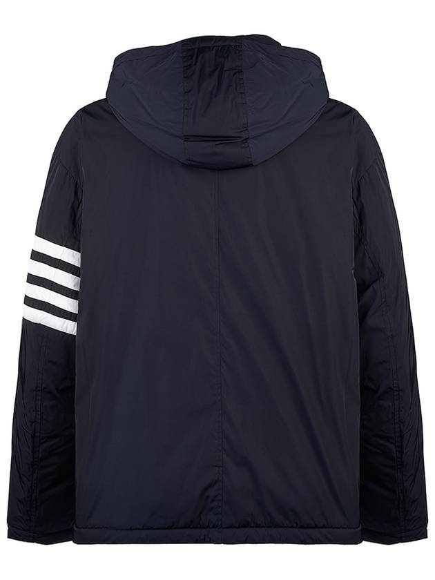 Poly Twill 4-bar Down Filled Hooded Jacket Navy - THOM BROWNE - BALAAN 4