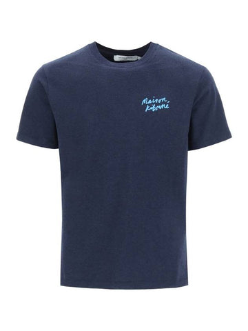 Mini Handwriting Logo Cotton Short Sleeve T-Shirt Navy Melange - MAISON KITSUNE - BALAAN 1