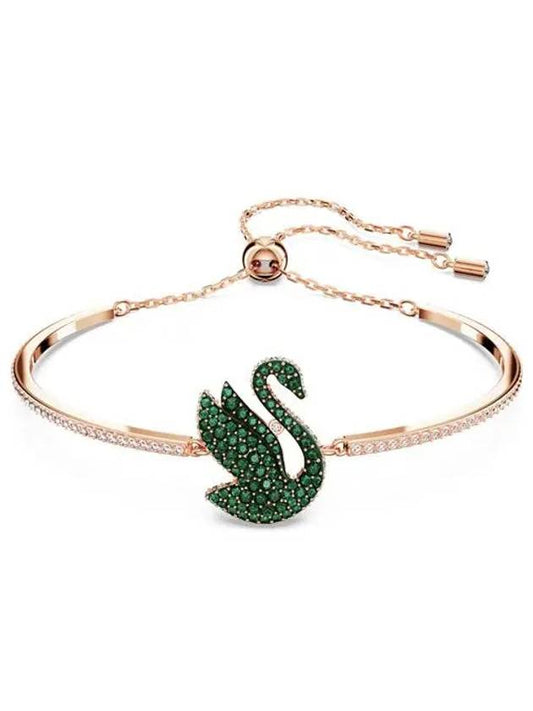 Iconic Swan Bangle Bracelet Green Rose Gold - SWAROVSKI - BALAAN 2