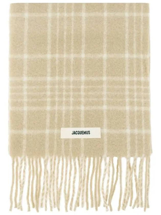 L’echarpe Carro Le Chouchou Jacquard Check Scarf Beige - JACQUEMUS - BALAAN 2