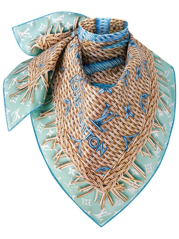 Monogram Rattan Square 90 Scarf Blue - LOUIS VUITTON - BALAAN 3