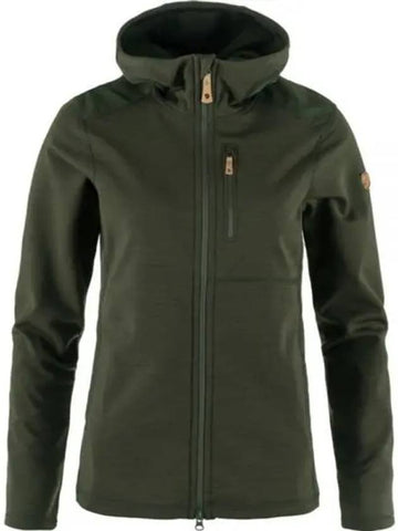 Women s Keb Fleece Hoodie Deep Forest 86990662 W Black - FJALL RAVEN - BALAAN 1